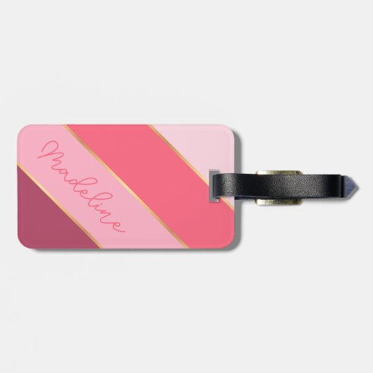 Aangepaste naam op  Roos met lege strepen Bagagelabel (Achterkant horizontaal)