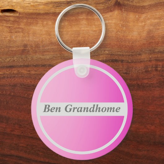 Aangepaste naam op roze verloop sleutelhanger (Voorkant)