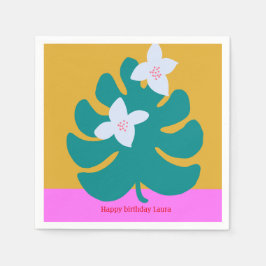 Aangepaste naam op schattig palm verjaard modern b servet