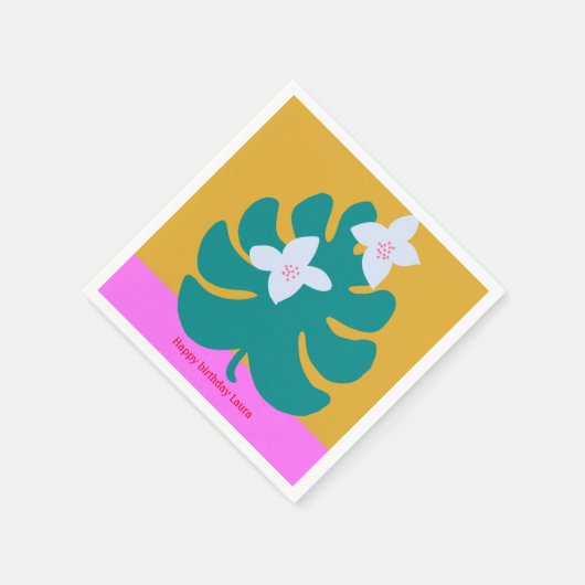 Aangepaste naam op schattig palm verjaard modern b servet (Hoek)