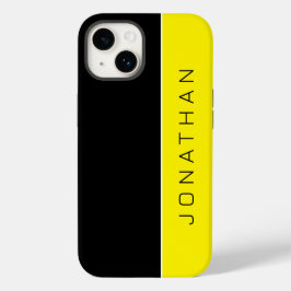 Aangepaste naam op Simple Modern Black | Geel Case-Mate iPhone 14 Hoesje