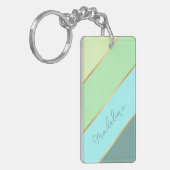 Aangepaste naam op turkoois blauw turquoise mintgr sleutelhanger (Voorkant Links)