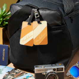 Aangepaste naam op  zomergele Oranje strepen Bagagelabel