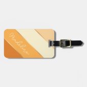 Aangepaste naam op  zomergele Oranje strepen Bagagelabel (Voorkant horizontaal)