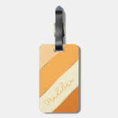 Aangepaste naam op  zomergele Oranje strepen Bagagelabel (Achterkant verticaal)