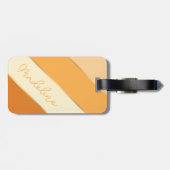 Aangepaste naam op  zomergele Oranje strepen Bagagelabel (Achterkant horizontaal)