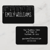 Aangepaste naam op zwart met diamanten visitekaartje (Voorkant / Achterkant)