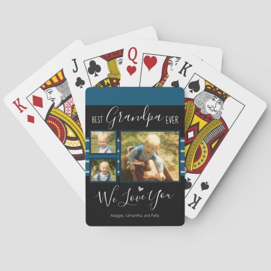 Aangepaste naam opa ooit foto kopiëren pokerkaarten (Achterkant)