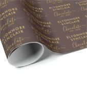 Aangepaste naam Opgerichte datum Bruin Goud Schrif Cadeaupapier (Rol Hoek)
