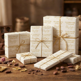 Aangepaste naam oprichtingsdatum goud ivoor chocol cadeaupapier