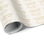 Aangepaste naam oprichtingsdatum goud ivoor chocol cadeaupapier (Rol Hoek)