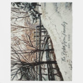 Aangepaste naam Oprichtingsjaar Aquarel Winter Nat Fleece Deken (Voorkant)