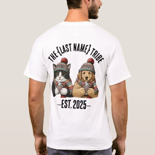 Aangepaste Naam Oprichtingsjaar Kat Hond T-shirt (Achterkant)