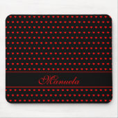 Aangepaste naam - Opvallend rood hartpatroon op zw Muismat (Voorkant)