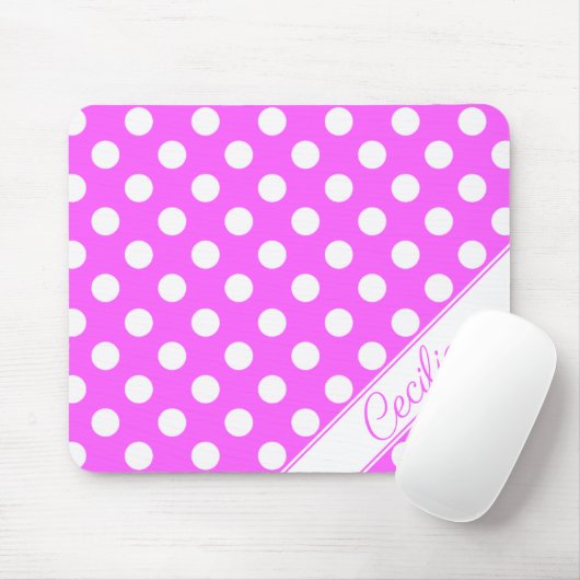 Aangepaste naam Opvallend roze witte pooldots Muismat (Met muis)
