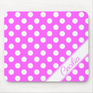 Aangepaste naam Opvallend roze witte pooldots Muismat