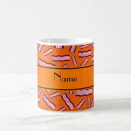 Aangepaste naam oranje baconpatroon koffiemok (Center)