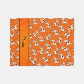 Aangepaste naam oranje borzoi-hondenpatroon fleece deken (Voorkant (Horizontaal))