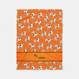 Aangepaste naam oranje borzoi-hondenpatroon fleece deken
