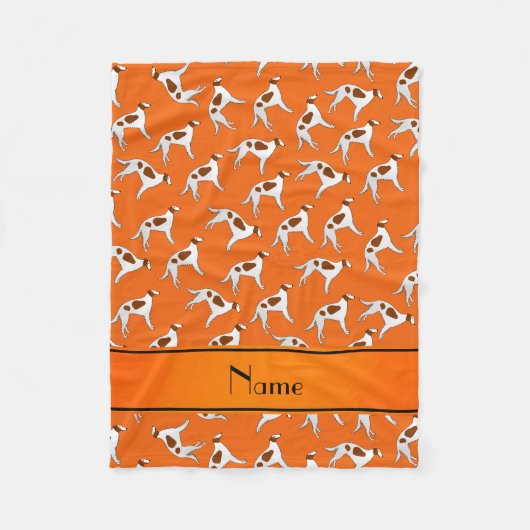 Aangepaste naam oranje borzoi-hondenpatroon fleece deken (Voorkant)