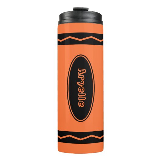 Aangepaste naam Oranje Crayon Travel Mug Drink Tum Thermosbeker (Voorkant)