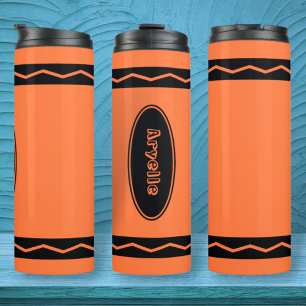 Aangepaste naam Oranje Crayon Travel Mug Drink Tum Thermosbeker