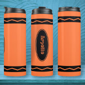 Aangepaste naam Oranje Crayon Travel Mug Drink Tum Thermosbeker