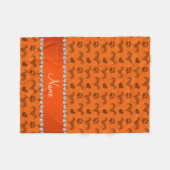 Aangepaste naam oranje dachshunds harten poten fleece deken (Voorkant (Horizontaal))