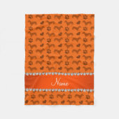 Aangepaste naam oranje dachshunds harten poten fleece deken (Voorkant)