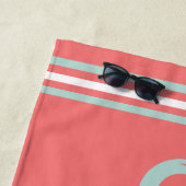 Aangepaste naam Oranje en Licht Mint Anchor Strandlaken (In situ)