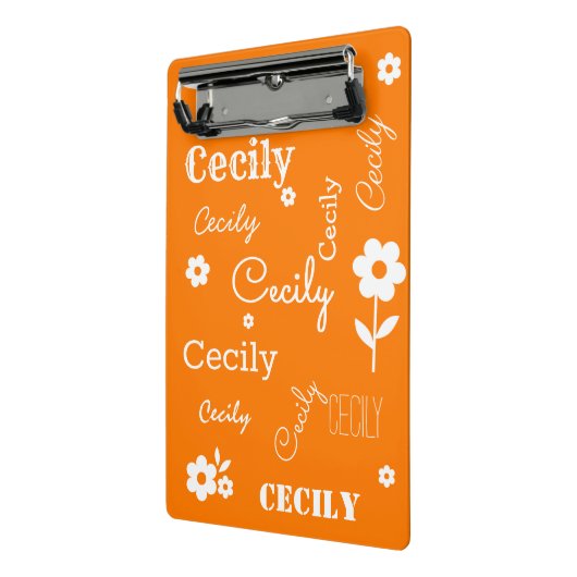 Aangepaste naam Oranje en wit miniklembord Mini Klembord (Angled2)