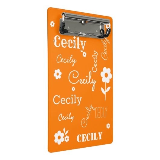 Aangepaste naam Oranje en wit miniklembord Mini Klembord (Schuin)