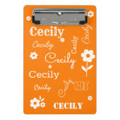Aangepaste naam Oranje en wit miniklembord Mini Klembord (Voorkant)