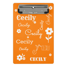 Aangepaste naam Oranje en wit miniklembord Mini Klembord