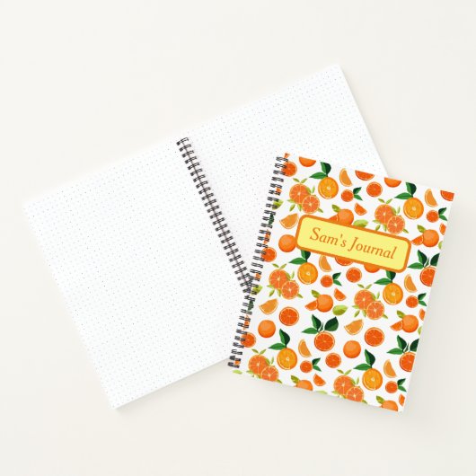 Aangepaste naam Oranje Fruit Bullet Journal Notitieboek (Binnen)