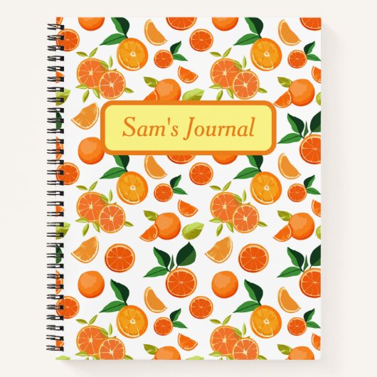 Aangepaste naam Oranje Fruit Bullet Journal Notitieboek (Voorkant)