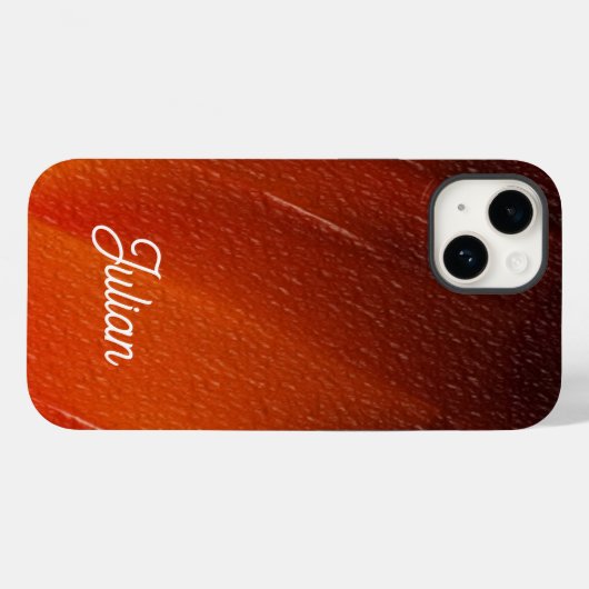 Aangepaste naam oranje gestructureerd patroon Case-Mate iPhone case (Achterkant (horizontaal))