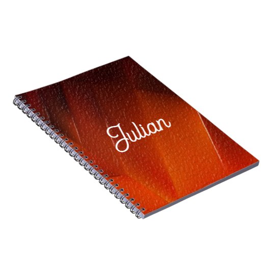 Aangepaste naam oranje gestructureerd patroon notitieboek (Rechterzijde)