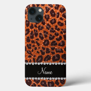 Aangepaste naam oranje glitterblad afdrukken Case-Mate iPhone case