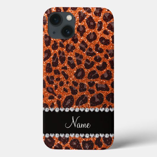 Aangepaste naam oranje glitterblad afdrukken Case-Mate iPhone case (Achterkant)