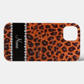 Aangepaste naam oranje glitterblad afdrukken Case-Mate iPhone case (Achterkant (horizontaal))