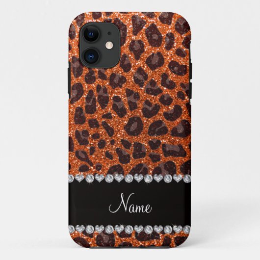 Aangepaste naam oranje glitterblad afdrukken Case-Mate iPhone case (Achterkant)