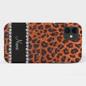 Aangepaste naam oranje glitterblad afdrukken Case-Mate iPhone case (Achterkant (horizontaal))