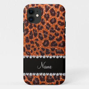 Aangepaste naam oranje glitterblad afdrukken Case-Mate iPhone case