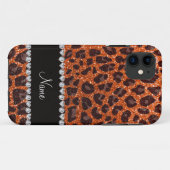 Aangepaste naam oranje glitterblad afdrukken Case-Mate iPhone case (Achterkant (horizontaal))