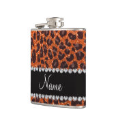 Aangepaste naam oranje glitterblad afdrukken heupfles (Links)