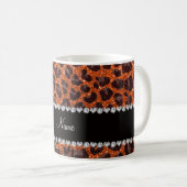 Aangepaste naam oranje glitterblad afdrukken koffiemok (Voorkant rechts)