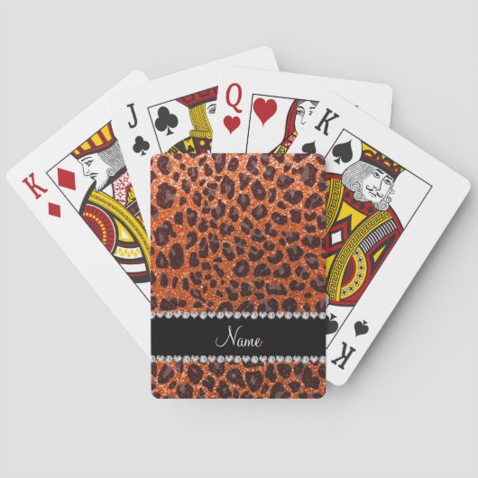 Aangepaste naam oranje glitterblad afdrukken pokerkaarten (Achterkant)