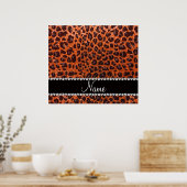 Aangepaste naam oranje glitterblad afdrukken poster (Keuken)