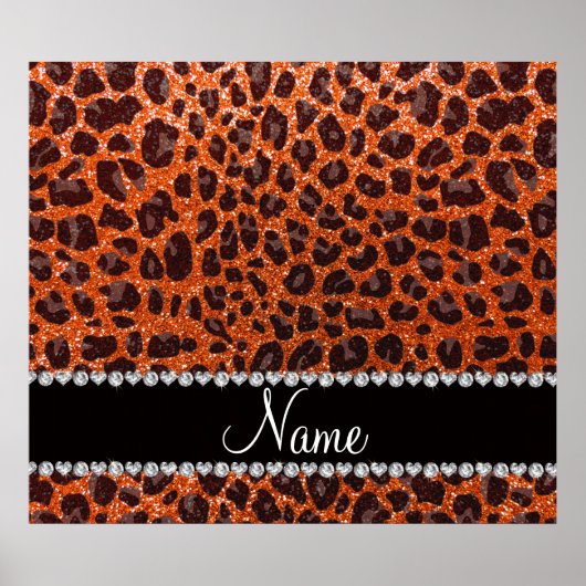 Aangepaste naam oranje glitterblad afdrukken poster (Voorkant)
